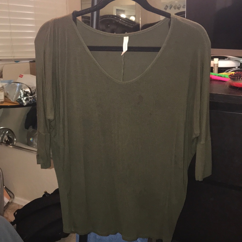 Olive green 3/4 sleeve blouse